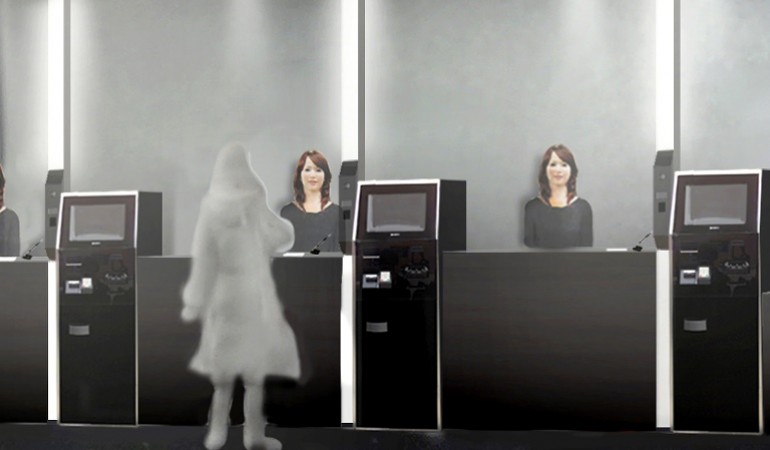 Am Empfang stehen Roboter, die wie Frauen aussehen. So soll es bald in einem Hotel in Japan zugehen. (Foto: dpa)