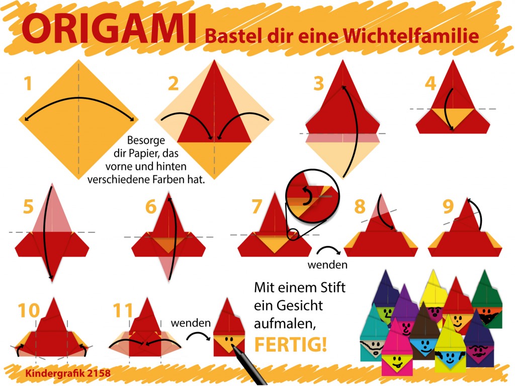 Origami: Falte eine Wichtelfamilie aus Papier | Duda.news