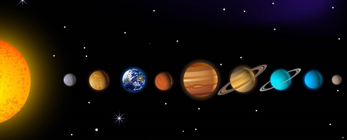 Sonne, Merkur, Venus, Erde, Mars, Jupiter, Saturn, Uranus und Neptun (von links) (Foto: Idesign2000/Fotolia)