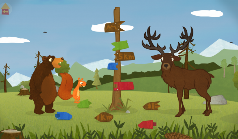 Spielen und dabei Sprache lernen? Das kannst du mit dem Eichhörnchen und dem Bären. (Foto: Screenshot)