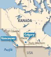 Hier liegt Calgary. (Grafik Böhne/ksta)