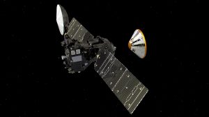 Das Landegerät koppelt sich vom Orbiter ab und fliegt zum Mars. (Foto: dpa)